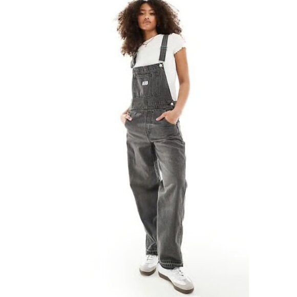 Free People Levi's Two Horses Vintage Overalls Black Gray Denim NWT Size XSmall - Picture 1 of 7